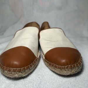 Talbots Elegant Canvas Espadrilles with Tan Leather Trim Accents Size 7.5M
